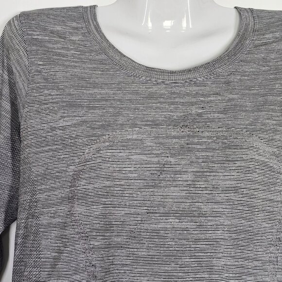 Lululemon Women's Swiftly Breeze Long Sleeve Top Relaxed Fit Striped Gray 4 - Picture 3 of 10